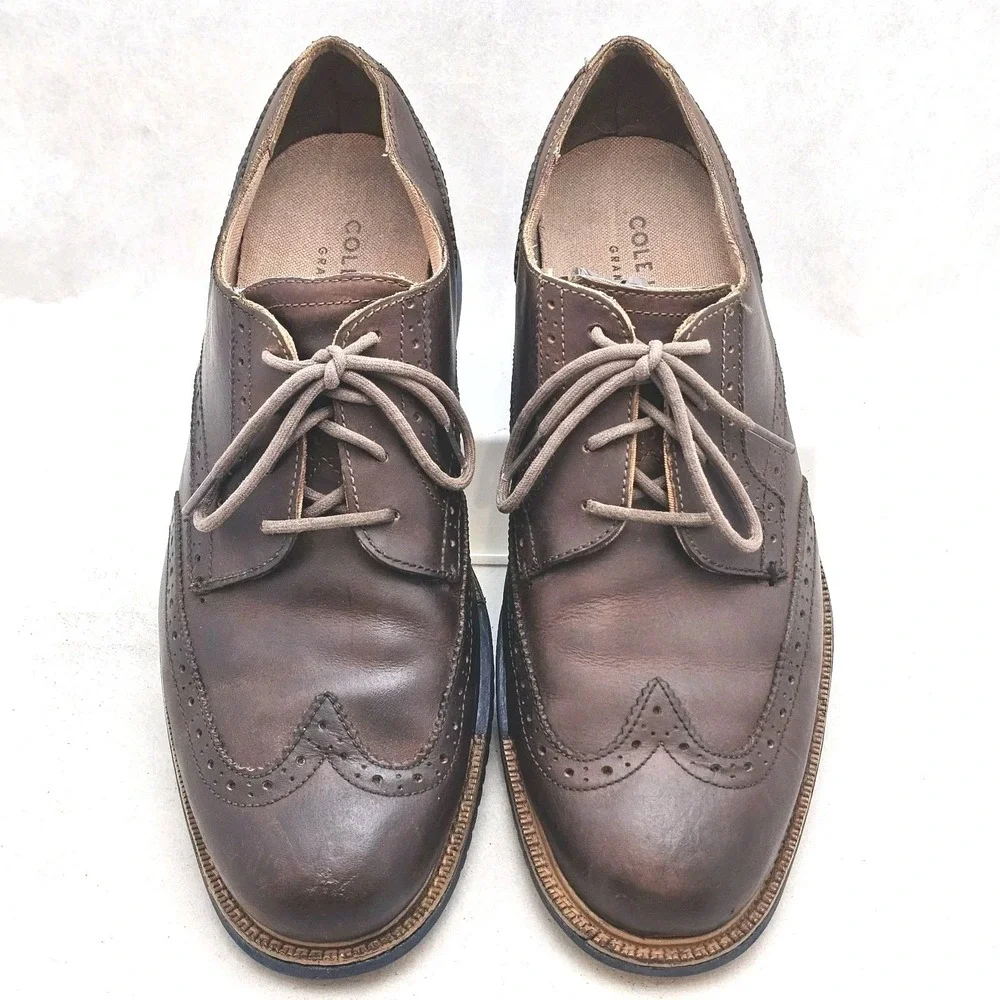 Cole Haan Mens Great Jones Wingtip Oxford Shoes Leather Grand.os C21826 Sz 9‎